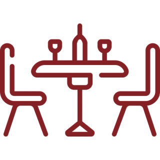 Here's an alt tag for the image: `Dining table with two chairs`